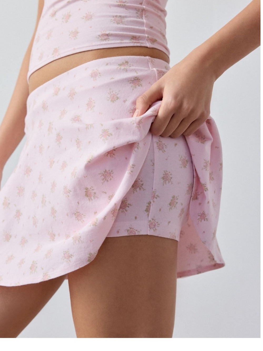 Urban Outfitters Pink Floral Circle Skort